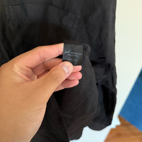 jenni kayne Black Linen Front Pocket Boxy Relaxed Fit Logan Blouse Size Large - Picture 8 of 13